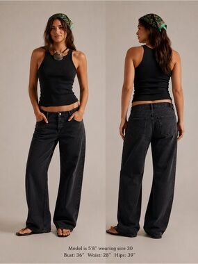 Free People We The Free Tennessee Low Rise Boyfriend Jeans Size 30 Black